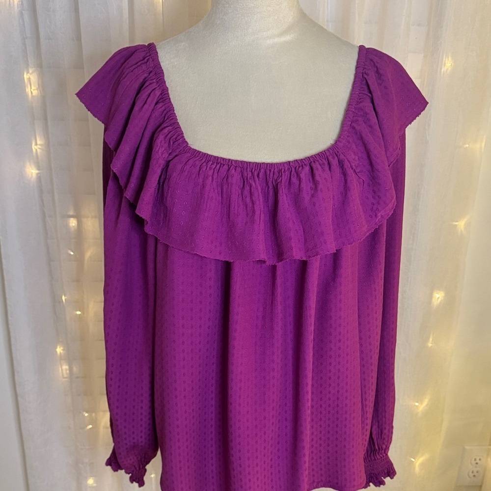 Knox Rose Vibrant Purple Ruffle Top